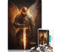 Puzzles 1000 Pieces for Adults Ten Medieval Angel Knights Adult Puzzles,Staycation Kill Time with Fully Interlocking Randomly Shaped Pieces (size 38x26cm)