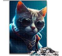 Puzzles 1000 Pieces for Adults The Cool Cat Jigsaw Puzzles Family Interactive Game, Brain Teaser Gift, Educational Toy Size 50X75CM