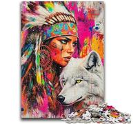 Puzzles 1000 Pieces for Adults The Wolf And The Indian Girl Relax Games Educational Game for Birthday, Chrismas for And Age 14 Years Up 26x38cm