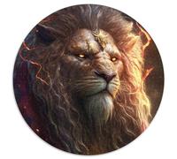 Puzzles 1000 Pieces for Adults Thunder Lions Round Cardboard Jigsaw Challenging Brain Teaser,Family Activity,Home Decor, 67.5x67.5 cm