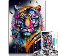 Puzzles 1000 Pieces for Adults Tiger Face Pop Art Animal Jigsaw,Challenging Game Toys Wall Decoration Unique Birthday And Xmas Gifts 26x38cm