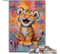 Puzzles 1000 Pieces for Adults Tiger Oil Painting, Help The Brain Exercise Addictive Toys to Cultivate Patience Perfect Decoration (Size 26x38cm)
