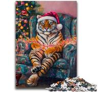 Puzzles 1000 Pieces for Adults Tiger on The Sofa Stress Reliever Difficult Challenge Unique Home Decor And Gifts 26x38cm