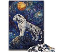 Puzzles 1000 Pieces for Adults Tiger Under The Night Sky Puzzles for Teenagers,Stress Reliever Staycation Kill Time Enhance Love between Couples (38x26cm)