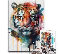 Puzzles 1000 Pieces for Adults Tiger Watercolor Puzzles for Teenagers,Relax Games Is Ideal As A Gift for The Whole Family 26x38cm