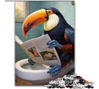 Puzzles 1000 Pieces for Adults Toucan Reading Newspaper Made of Wood, Fun Activity for at Home 50x75cm Challenging Brain Teaser - Relaxing Toy for Teenagers