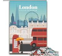 Puzzles 1000 Pieces for Adults Travel to London Family Game Stress Reliever Difficult Challenge Secret Santa Gifts (38x52cm) 1000pcs