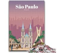 Puzzles 1000 Pieces for Adults Travel to Sao Paulo Help The Brain Exercise Addictive Toys to Cultivate Patience Artists Collection, Fine Art (size 38x52cm)