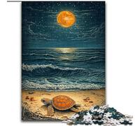 Puzzles 1000 Pieces for Adults Turtle on The Beach, Toys Educational Games Stress Relieving Enhance Love between Couples (Size 26x38cm)