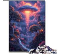 Puzzles 1000 Pieces for Adults UFO in The Mountain Clouds cardboard Jigsaw Puzzles size 26x38cm DIY Decoration, Brain Challenge, for Adult, Family
