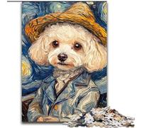 Puzzles 1000 Pieces for Adults Van Gogh Bichon Frize Made of Wood, with Family Interactive Game, for Ages 14+ 50x75cm An for Christmas Or Birthdays