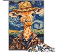 Puzzles 1000 Pieces for Adults Van Gogh Giraffe Made of Wood, with Family Interactive Game, for Ages 14+ 50x75cm An for Christmas Or Birthdays