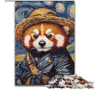 Puzzles 1000 Pieces for Adults Van Gogh Red Panda Made of Wood, with Family Interactive Game, for Ages 14+ 50x75cm An for Christmas Or Birthdays