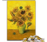 Puzzles 1000 Pieces for Adults Van Gogh Sunflowers Made of Wood, Interactive Family Game, Suitable for Ages 14+ size 50X75CM An for Christmas Or Birthdays