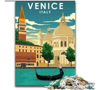 Puzzles 1000 Pieces for Adults Venice Italy Travel Poster Family Game Stress Reliever Difficult Challenge Secret Santa Gifts (26x38cm) 1000pcs