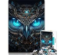 Puzzles 1000 Pieces for Adults Vintage Cyborg Owl Teenager Jigsaw,Brain Intelligence Challenge Addictive Toys for Home Decoration 26x38cm