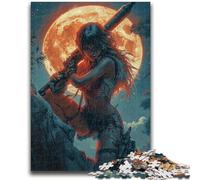 Puzzles 1000 Pieces for Adults Warrior Under The Moon Brain Intelligence Challenge Addictive Toys Birthday Present, Gifts, Wall Art 26x38cm