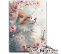 Puzzles 1000 Pieces for Adults Watercolor Cat And Cherry Blossoms Educational Family Game Is Ideal As Gifts for The Whole Family for 14+ 50x75cm