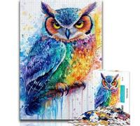 Puzzles 1000 Pieces for Adults Watercolor Owl,Help The Brain Exercise Addictive Toys to Cultivate Patience Artists Collection,Fine Art (38x26cm)
