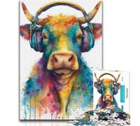 Puzzles 1000 Pieces for Adults Watercolor Yak Teenager Jigsaw,Brain Intelligence Challenge Addictive Toys for Home Decoration 26x38cm