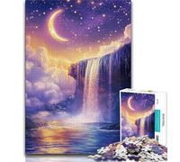 Puzzles 1000 Pieces for Adults Waterfall in The Moonlight Teenager Jigsaw,Brain Intelligence Challenge Addictive Toys for Home Decoration 75x50cm