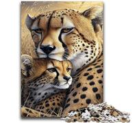 Puzzles 1000 Pieces for Adults Wild Cheetah Challenging To Complete But Fun And Humorous with Matching Poster And Trivia Sheet 26x38cm