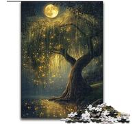 Puzzles 1000 Pieces for Adults Willow Tree Under The Moon 1000 Piece Jigsaw Puzzle, Ideal for Office, Bedroom, Living Room Decor (Size 26x38cm)