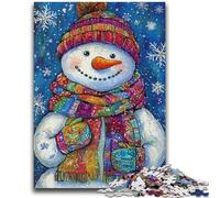 Puzzles 1000 Pieces for Adults Winter Snowman Educational Family Game with Fully Interlocking Randomly Shaped Pieces 50x75cm