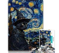 Puzzles 1000 Pieces for Adults Witch Cat 1000 Pieces for Adults,Brain Intelligence Challenge Addictive Toys for Home Decoration (size 75x50cm)