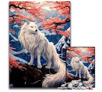 Puzzles 1000 Pieces for Adults Wolf Cherry Blossom Jigsaw Puzzles Challenging Brain Teaser Family Activity Home Decor 1000 PCS(75x50cm)