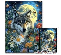 Puzzles 1000 Pieces for Adults Wolf Under The Moon Cardboard Jigsaw Puzzles Brain Teaser, Unique Birthday And Gifts for Age 14 Years Up 26X38CM