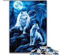 Puzzles 1000 Pieces for Adults Wolf Under The Moon, Decompressing Intellectual Educational Toy Birthday Present, Gifts, Wall Art 26x38cm
