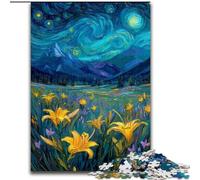 Puzzles 1000 Pieces for Adults Yellow Lilies in The Night Sky, Toys Educational Games Stress Relieving Enhance Love between Couples (Size 50x75cm)