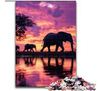 Puzzles 1000 Pieces for Teenagers African Elephant, Game Toys Every Piece Is Unique - Challenging Family Fun Game for for Age 14 (Size 50x75cm)
