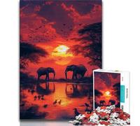 Puzzles 1000 Pieces for Teenagers African Elephants Adult Jigsaw,Brain Intelligence Challenge Addictive Toys for Home Decoration (size 38x26cm)
