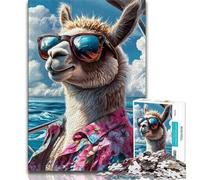 Puzzles 1000 Pieces for Teenagers Alpaca on Vacation Adult Jigsaw,Brain Intelligence Challenge Addictive Toys for Home Decoration (size 38x26cm)