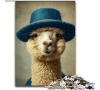 Puzzles 1000 Pieces for Teenagers Alpaca Wearing A Hat, Toys Educational Games Stress Relieving Parent-child Interaction (Size 50x75cm)