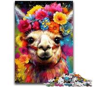 Puzzles 1000 Pieces for Teenagers Alpaca Wearing Flowers 1000 Piece Jigsaw,Educational Stress Relief Toy Gifts for Friends And Family (50x75cm)