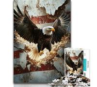 Puzzles 1000 Pieces for Teenagers American Flag Eagle, Pattern Assembly,with Matching Poster And Trivia Sheet for And Age 14 Years Up 38x26cm