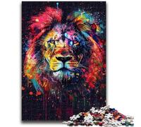 Puzzles 1000 Pieces for Teenagers Art Colourful Lions Suitable for Ages 14 And Up Challenging Game Great Gift for Gaming 38x26cm