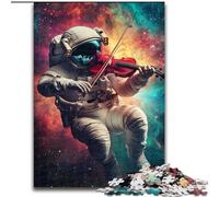 Puzzles 1000 Pieces for Teenagers Astronaut Playing Violin, Analysis And Logic with Fully Interlocking Randomly Shaped Pieces for And Age 14 Years Up (Size 26x38cm)