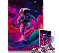 Puzzles 1000 Pieces for Teenagers Astronaut Space Surfing Adult Jigsaw,Brain Intelligence Challenge Addictive Toys for Home Decoration (size 75x50cm)