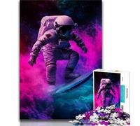 Puzzles 1000 Pieces for Teenagers Astronaut Space Surfing,Challenging To Complete But Fun And Humorous Unique Birthday And Gifts (75x50cm)