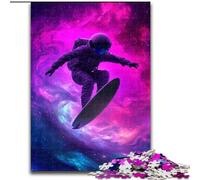 Puzzles 1000 Pieces for Teenagers Astronaut Space Surfing, for Ages 14 And over Each Piece Is Unique - Fun And Challenging Game for The Whole Family Good Gift (Size 26x38cm)