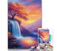 Puzzles 1000 Pieces for Teenagers Autumn Waterfall Landscape,Family Game Stress Reliever Difficult Challenge Enhance Love between Couples 38x26cm