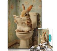 Puzzles 1000 Pieces for Teenagers Baby Bunny on Toilet 1000 Pieces for Teenagers,is Ideal As Gifts for The Whole Family Suitable for And 14 (size 38x26cm)
