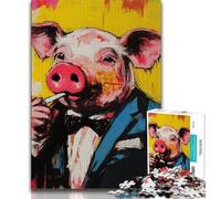 Puzzles 1000 Pieces for Teenagers Basque Pig,Challenging To Complete But Fun And Humorous Unique Birthday And Gifts (75x50cm)