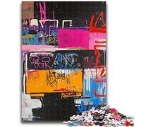 Puzzles 1000 Pieces for Teenagers Basquiat-style Train 1000 Pieces for Teenagers,Educational Game for Birthday, Chrismas for Age 14+ (38x26cm)