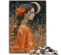Puzzles 1000 Pieces for Teenagers Beautiful Girl with Flowers for Educational Game Challenge Toy Deal As Gifts for The Whole Family 26x38cm