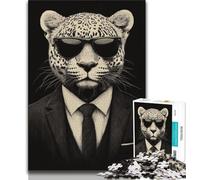 Puzzles 1000 Pieces for Teenagers Black And White Leopard Adult Jigsaw,Brain Intelligence Challenge Addictive Toys for Home Decoration (size 75x50cm)
